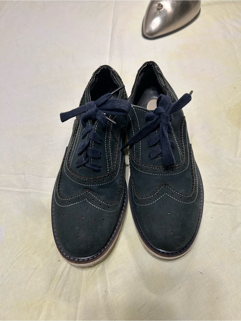 Kenneth Cole Navy Suede Wingtip Oxfords